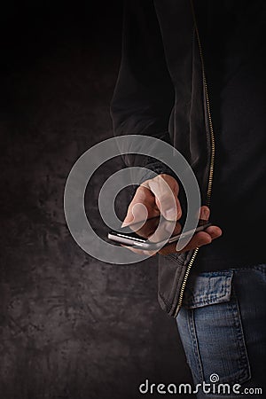 Hand with mobile smart phone Stock Photo