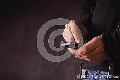 Hand with mobile smart phone Stock Photo