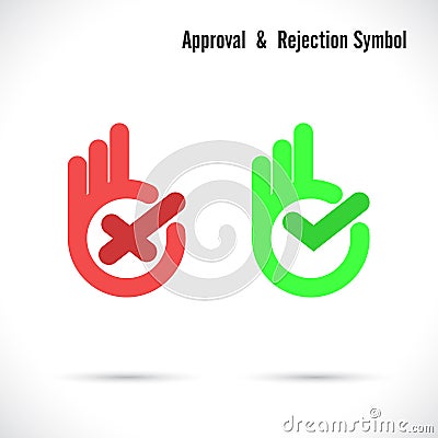 Hand and modern check mark icon. Wrong and right check mark icons Vector Illustration