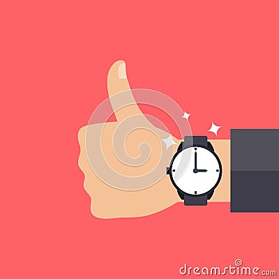 Hand with modern watch Vector Illustration