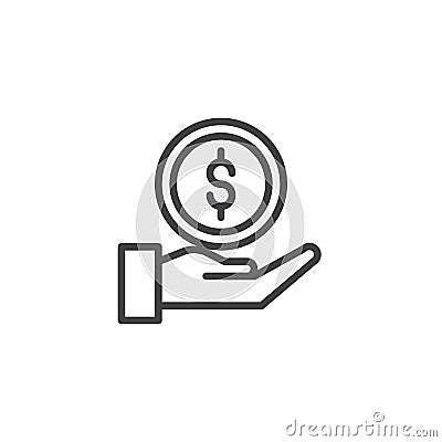 Hand money give outline icon Vector Illustration