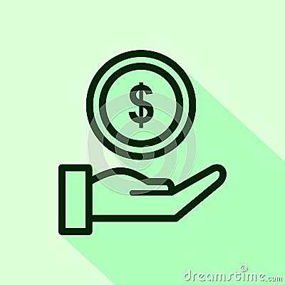 Hand money give outline icon. linear style sign for mobile concept and web design. Stock Photo