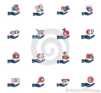 Hand and money icon set Vector Illustration