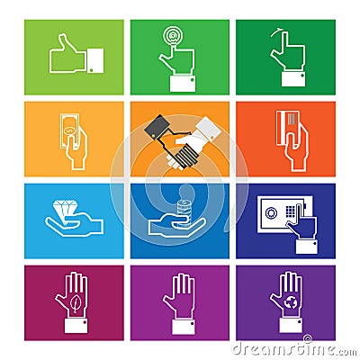 Hand money and wealth icons Vector Illustration