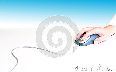 Hand on mouse Stock Photo
