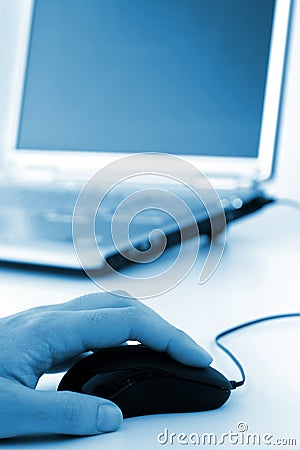 Hand & mouse Stock Photo
