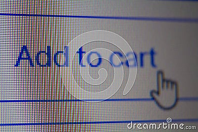 Hand mouse cursor on Add To Cart Button Stock Photo