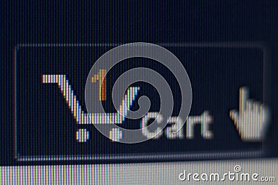 Hand mouse cursor on Cart Button Stock Photo