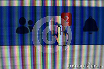 Hand mouse cursor on Facebook messages button Editorial Stock Photo