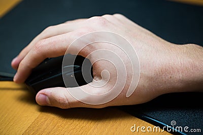 Hand on the mouse, zoken with the PC Stock Photo