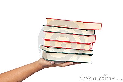 Hand offering many books Stock Photo