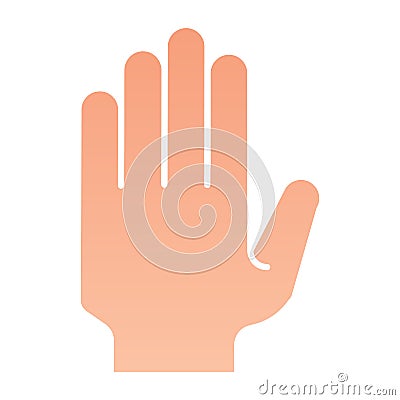 Hand with open fingers flat icon. Arm gesture vector illustration isolated on white. Five fingers up gradient style Vector Illustration