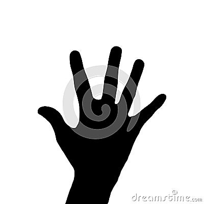 Hand open palm. Silhouette monochrome Cartoon Illustration