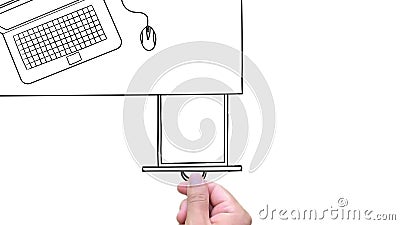 Hand Opens And Closes The Drawer Animation On The White