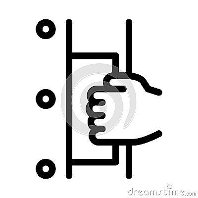 Hand Opens Refrigeration Door Icon Vector Outline Illustration Vector Illustration