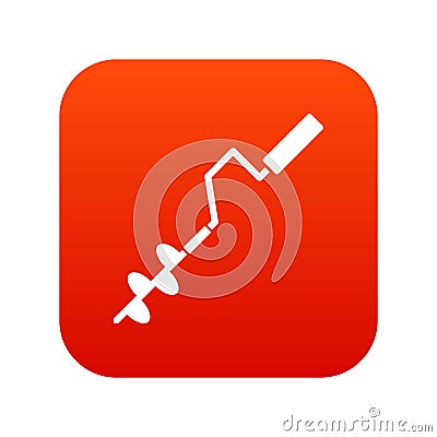 Hand operated ice auger icon digital red Vector Illustration