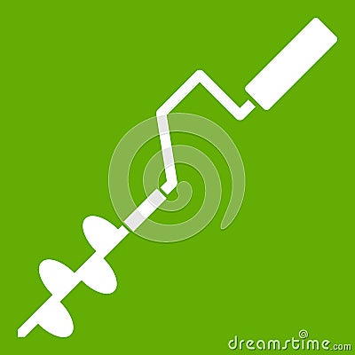 Hand operated ice auger icon green Vector Illustration