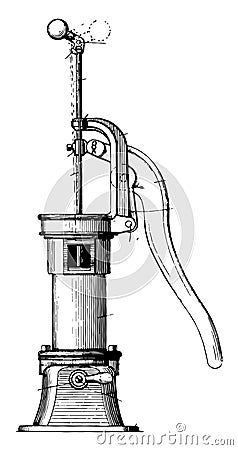 Hand Operated Pump vintage illustration Vector Illustration