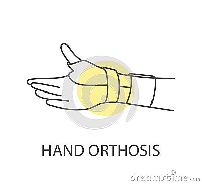 Hand orthosis linear icon, vector illustration Vector Illustration