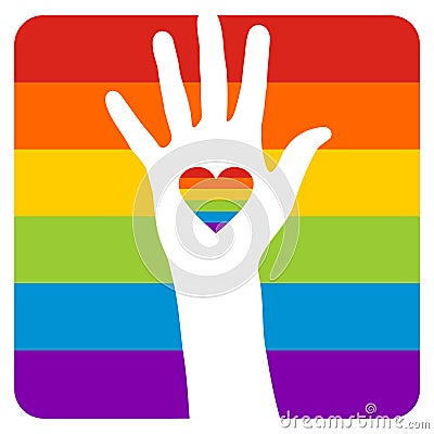 Hand over gay flag Vector Illustration
