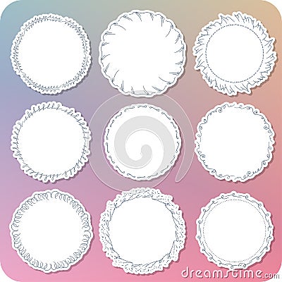 Hand paint girly frame label 01 Vector Illustration