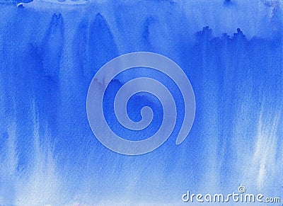 Hand painted abstract background of blue watercolor teture. Stock Photo