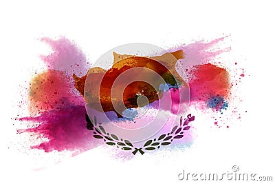 Cyprus Watercolor Painted Flag Hand Drawn Illustration Stock Photo
