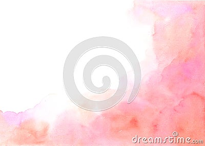 Hand painted abstract orange and pink watercolor on white background Stock Photo