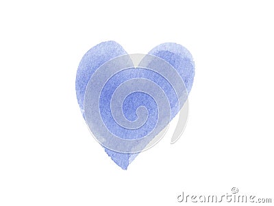 Watercolor Wet blue Background with stains. brush stroke heart shape isolated on white background. Stock Photo