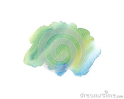 Watercolor Wet turquoise, green and blue brush stroke isolated on white background. Stock Photo