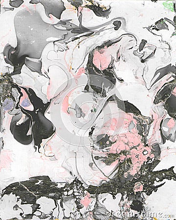 Hand painted black,white and pink abstract background. Stock Photo