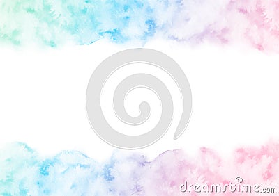 Hand painted colorful watercolor texture frame isolated on the white background. Vector border template for cards Vector Illustration