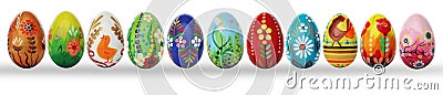 Hand painted Easter eggs isolated on white Stock Photo