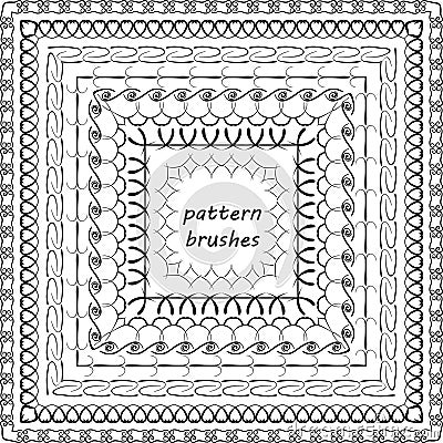 Hand painted eight pattern brushes Vector Illustration