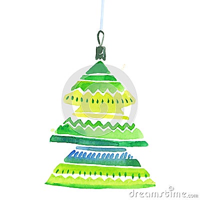 Hand painted elegant festive bubble tree decor. Cartoon Illustration