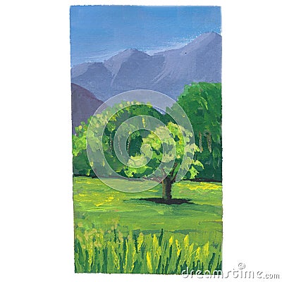 Gouache landscape Stock Photo