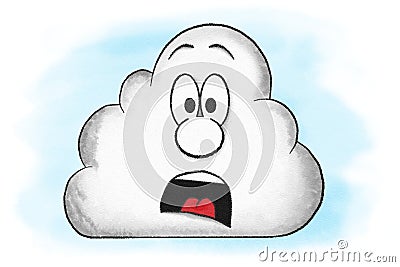 illustration of surprised cartoon cloud Cartoon Illustration