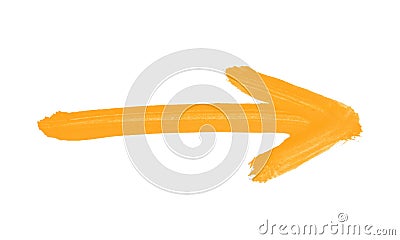 Orange hand painted paintbrush arrow Stock Photo