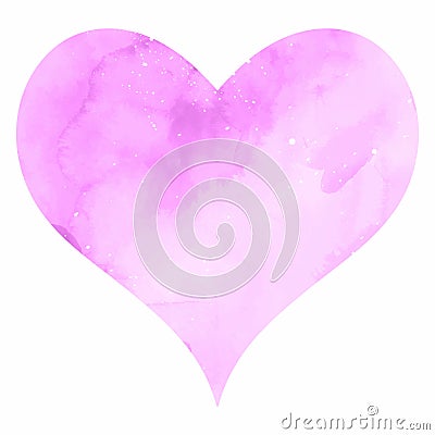 Hand painted pink watercolour heart design Vector Illustration