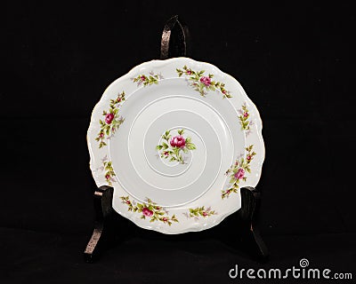 Hand painted rose pattern china small plate Stock Photo
