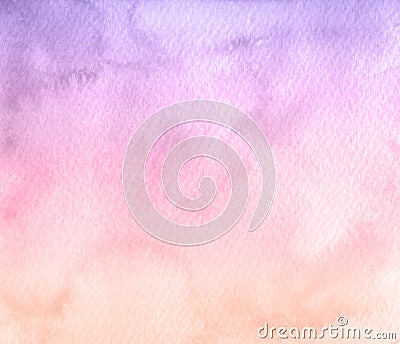 Hand painted soft gradient from pink to purple watercolor texture background. Usable for cards, invitations and more. Backdrop in Stock Photo