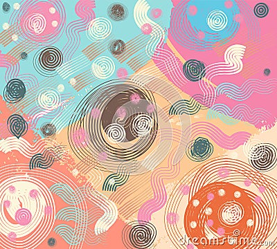 Hand painted with strokes of pink, orange and blue Stock Photo