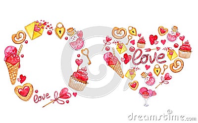 Hand painted Valentine`s day greeting card Stock Photo