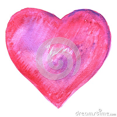 Hand painted Pink Watercolor Heart Stock Photo