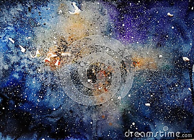 Hand painted water color cosmos night sky Stock Photo