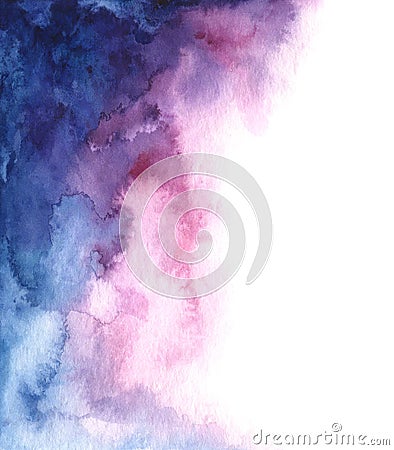 Hand painted watercolor abstract blue, pink and purple gradient background Stock Photo