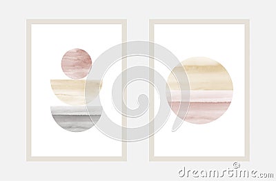 Hand painted watercolor art minimal style design for wall decoration Vector Illustration