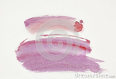 Hand painted watercolor brush stroke, red and purple color blot on white paper Stock Photo