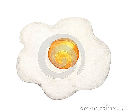 Hand painted watercolor of Delicious fried egg. Stock Photo