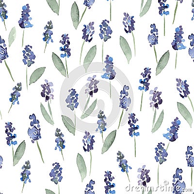 Hand painted watercolor flowers seamless pattern. Cartoon Illustration
